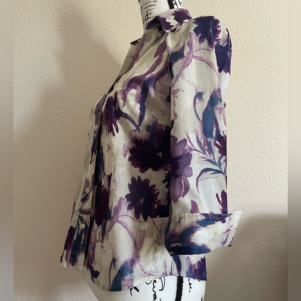 Ann Taylor Floral Design Button Down Shirt Blouse - Picture 3 of 8